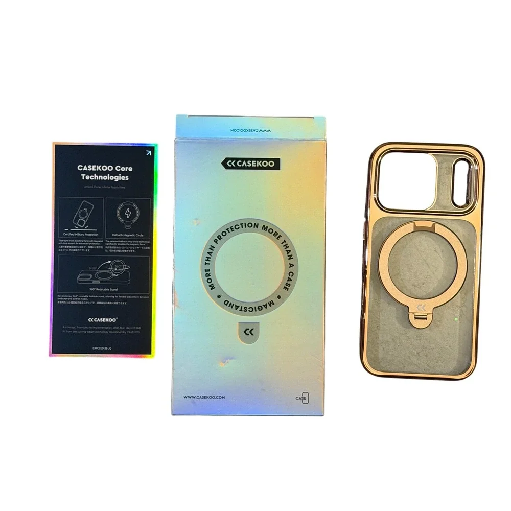 NWT CASEKOO iPhone 17 Pro Case Rose Gold Sparkle MagSafe 360 Stand
